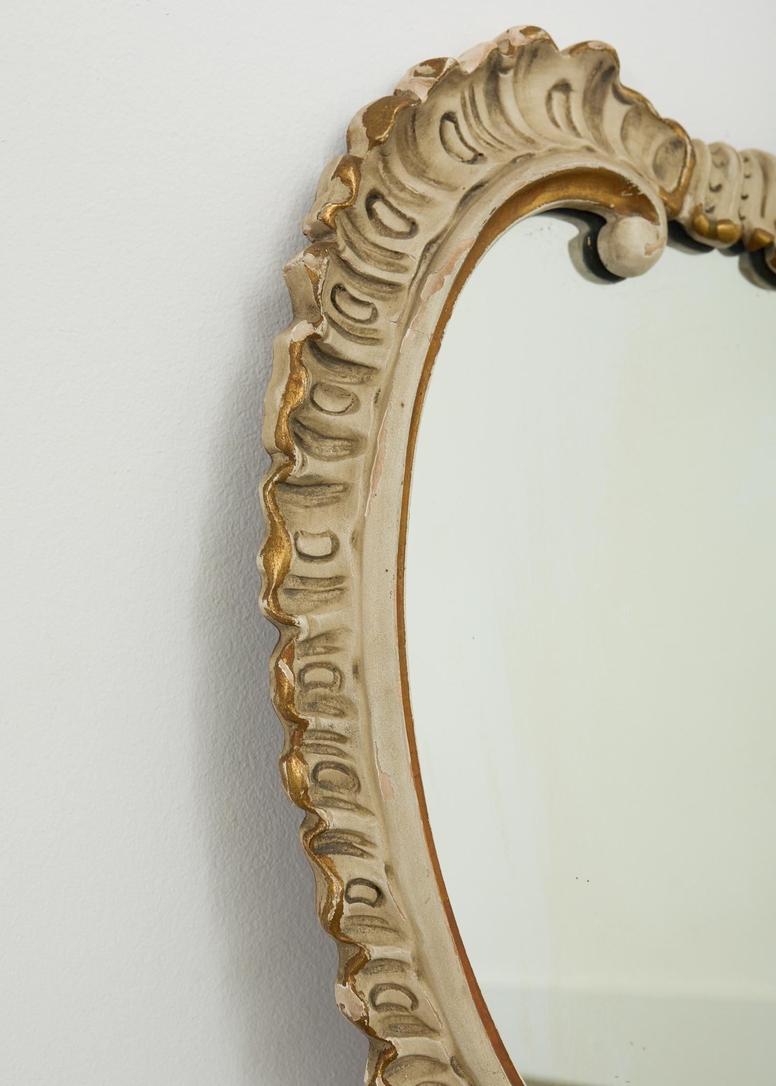 Pair of Midcentury Venetian Style Lacquered Cartouche Mirrors For Sale 6
