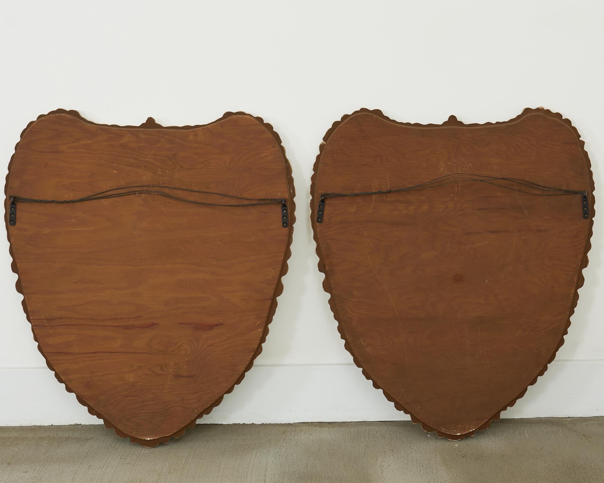 Pair of Midcentury Venetian Style Lacquered Cartouche Mirrors For Sale 8
