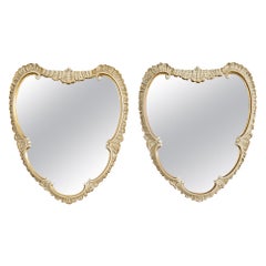 Pair of Midcentury Venetian Style Lacquered Cartouche Mirrors