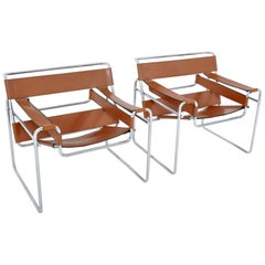 Pair of Midcentury Vintage Wassily Chairs by Marcel Breuer and Produced by Knoll