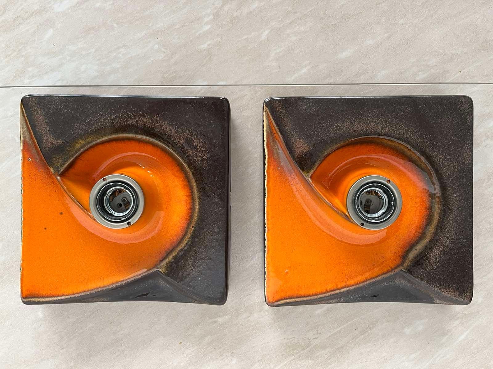 Pair of Midcentury Wall Lamp or Ceiling Flush Mount PAN, Ceramic, Germany, 1970s In Good Condition For Sale In Praha, CZ