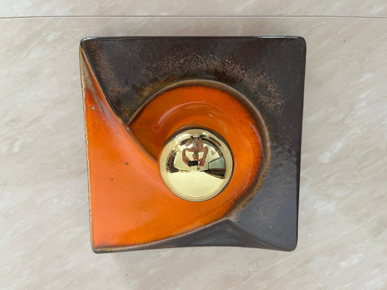 Late 20th Century Pair of Midcentury Wall Lamp or Ceiling Flush Mount PAN, Ceramic, Germany, 1970s For Sale
