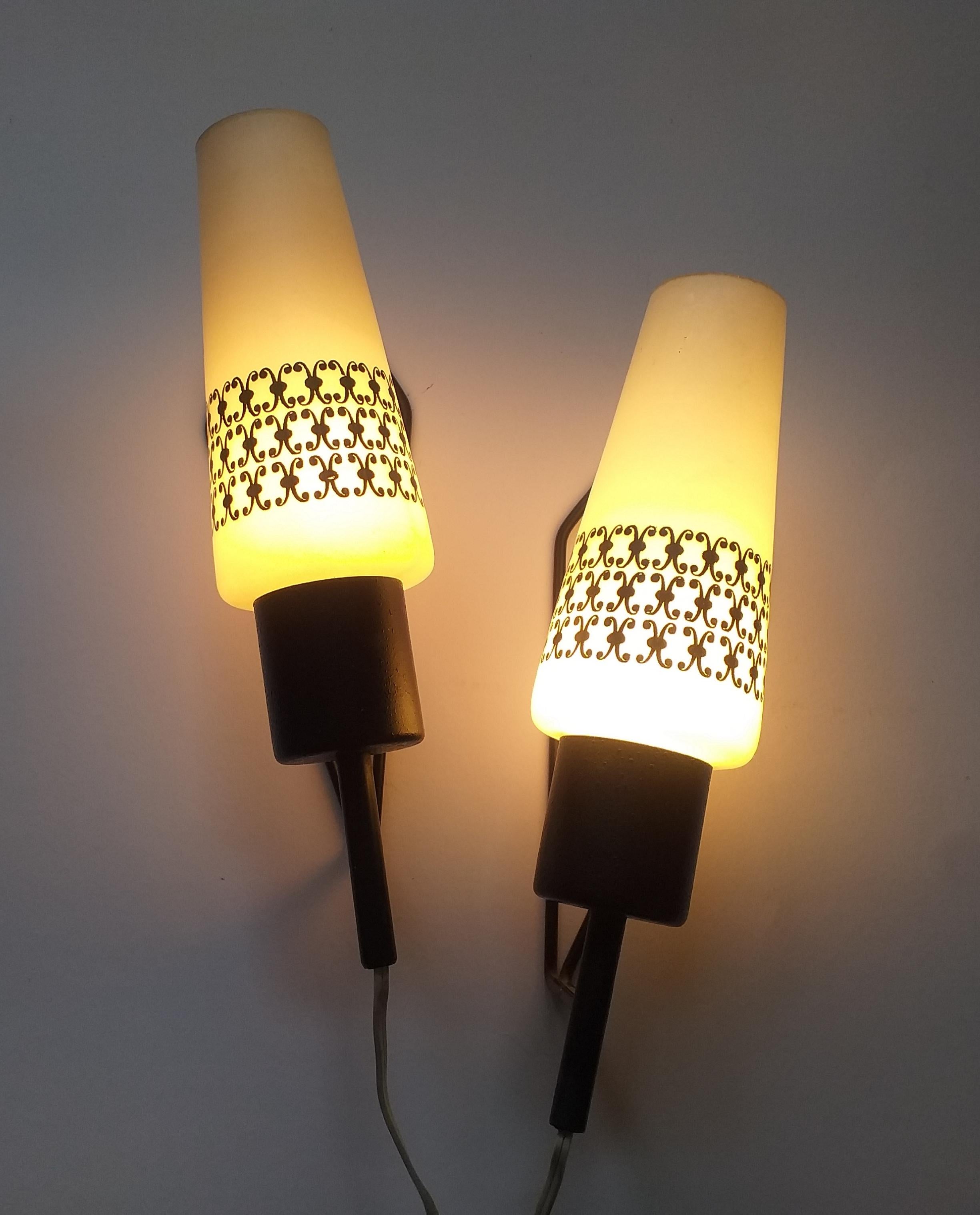 Late 20th Century Pair of Midcentury Wall Lamps, 1960s For Sale