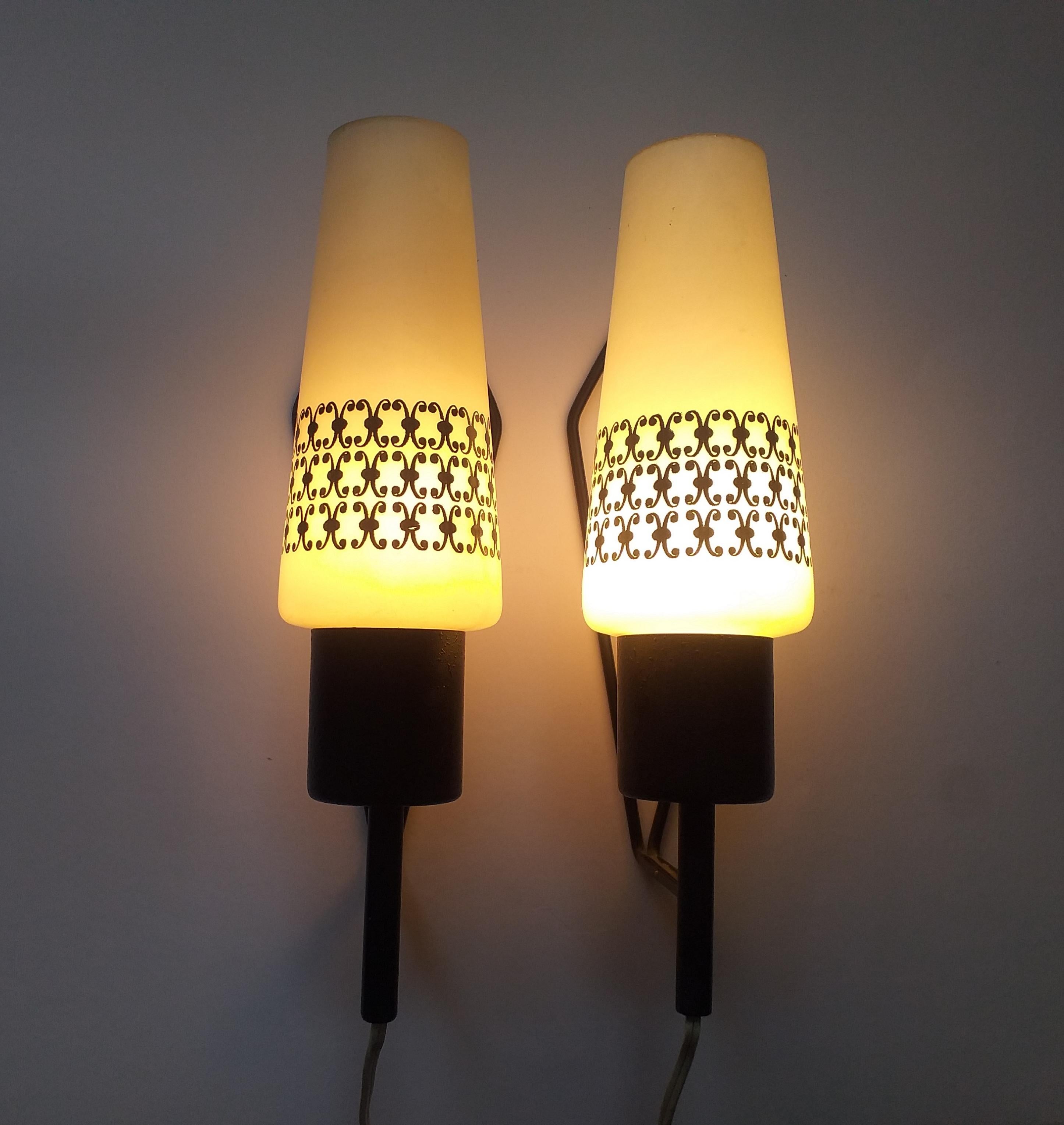 Metal Pair of Midcentury Wall Lamps, 1960s For Sale