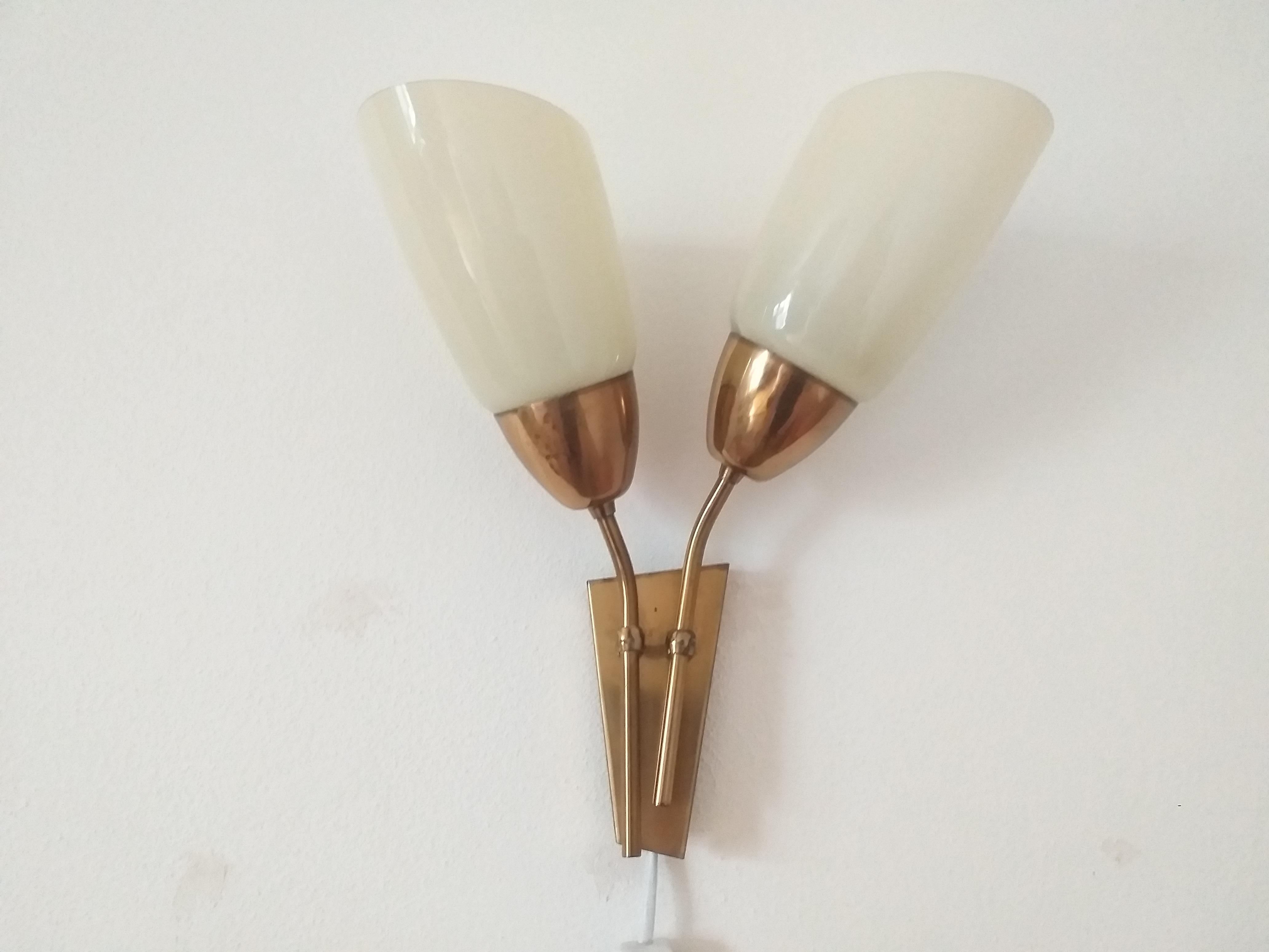 Pair of Midcentury Wall Lamps Kamenicky Senov, 1970s In Good Condition For Sale In Praha, CZ