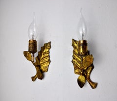 Pair of Midcentury Wall Lamps "Leaves", Italy, 1950