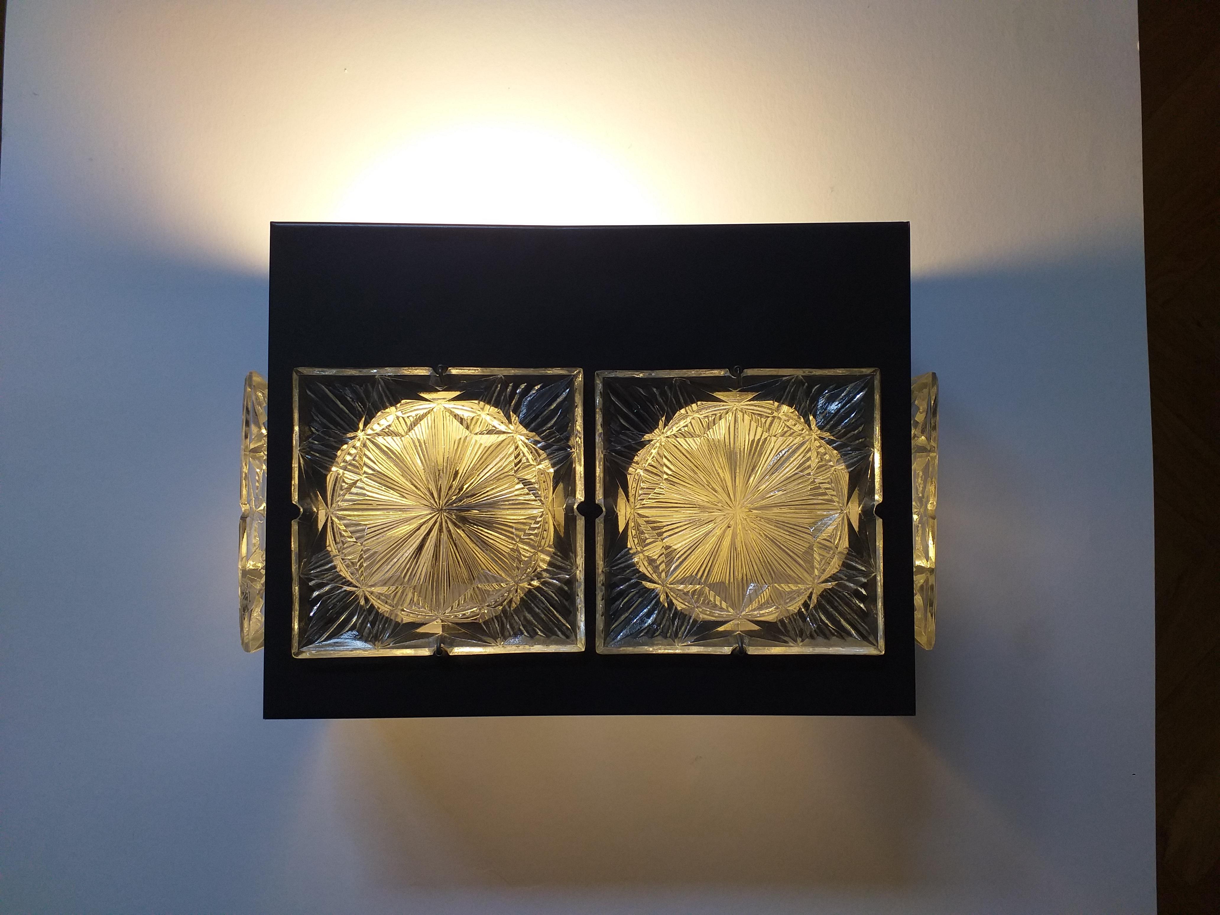 Lacquered Pair of Midcentury Wall Lamps Napako, Josef Hurka, 1970s For Sale