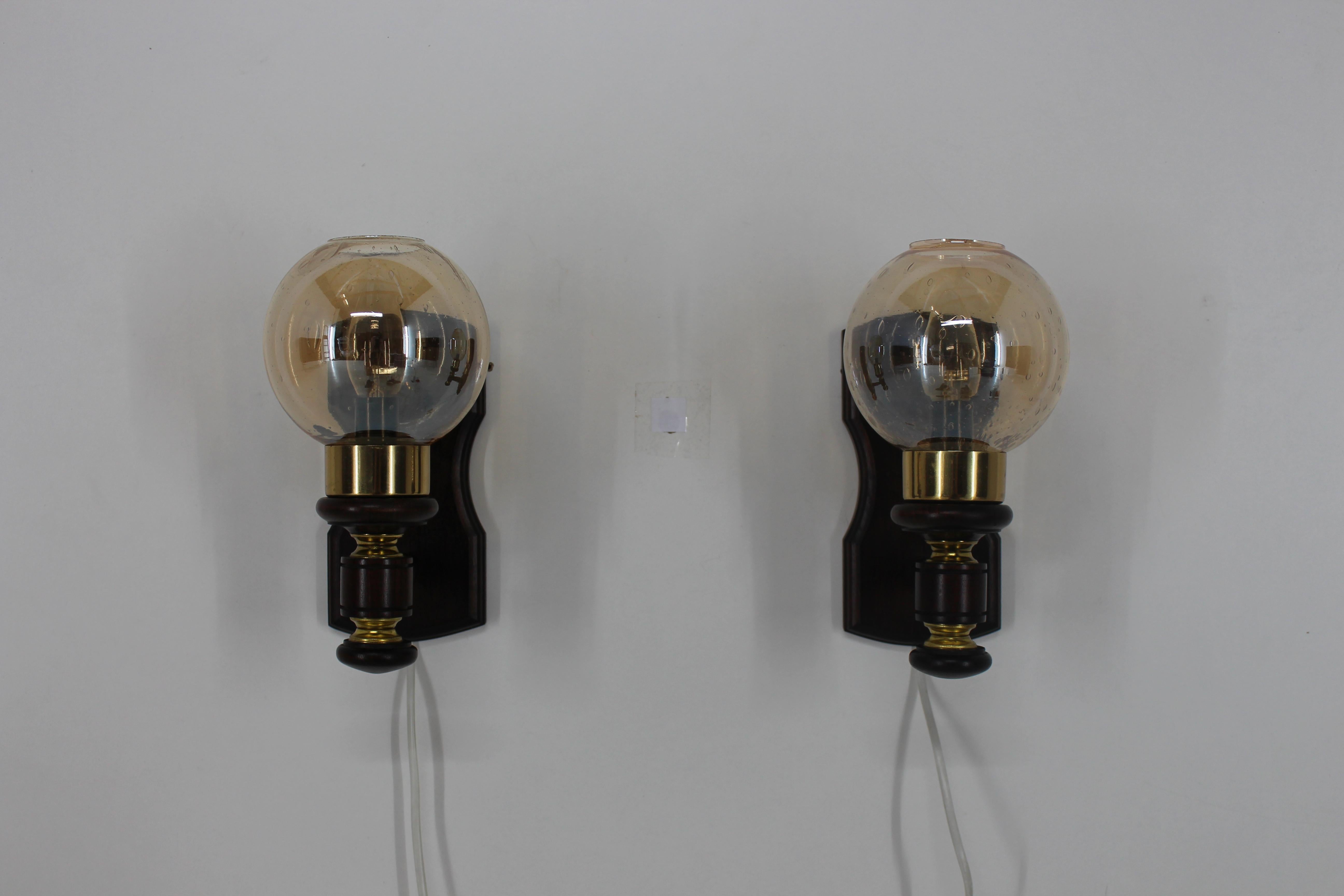 Mid-Century Modern Pair of Midcentury Wall Lamps/Pokrok Žilina, 1970 For Sale
