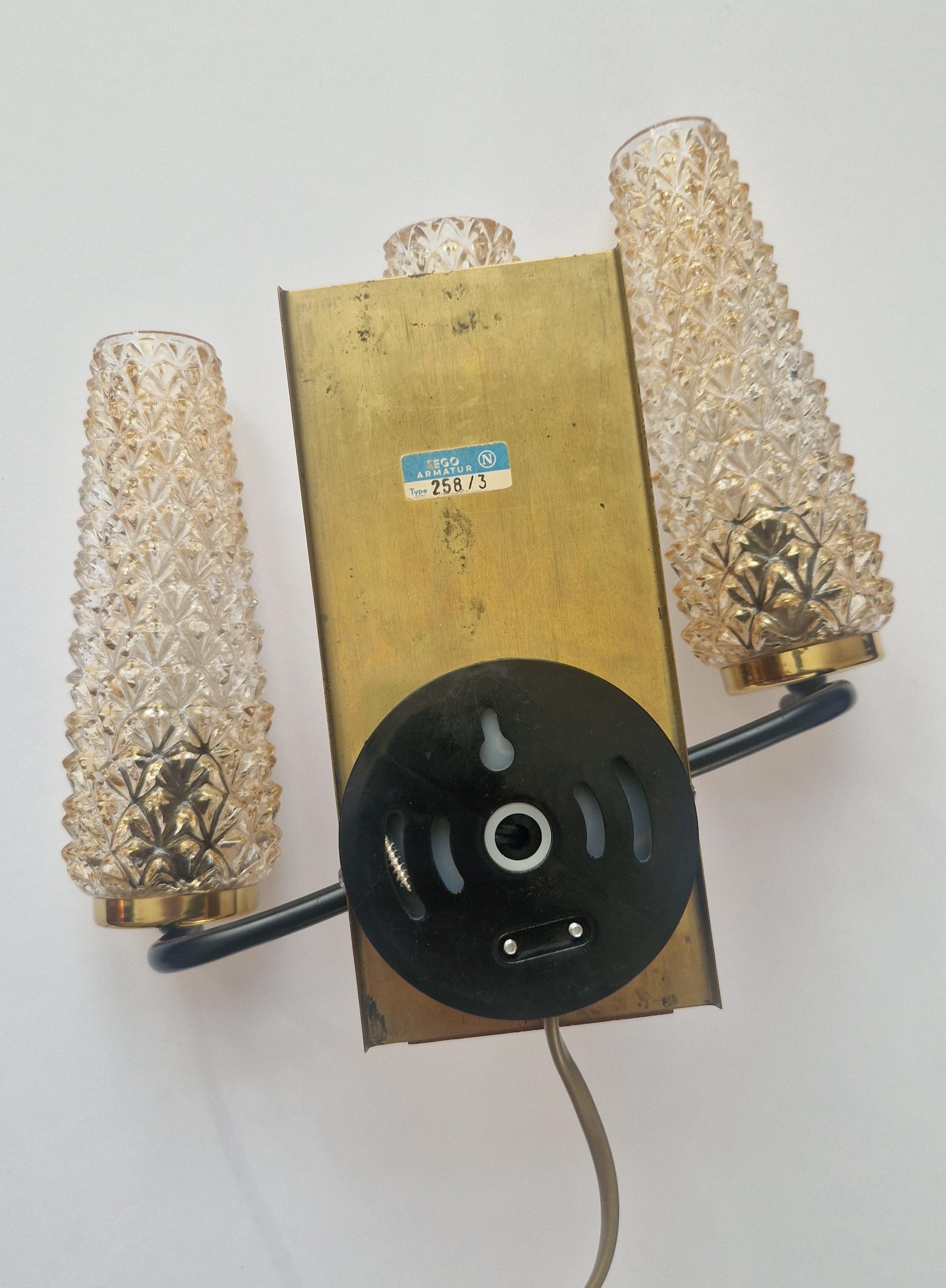 Pair of Midcentury Wall Lamps Sego Armatur, Sweden, 1960s For Sale 8