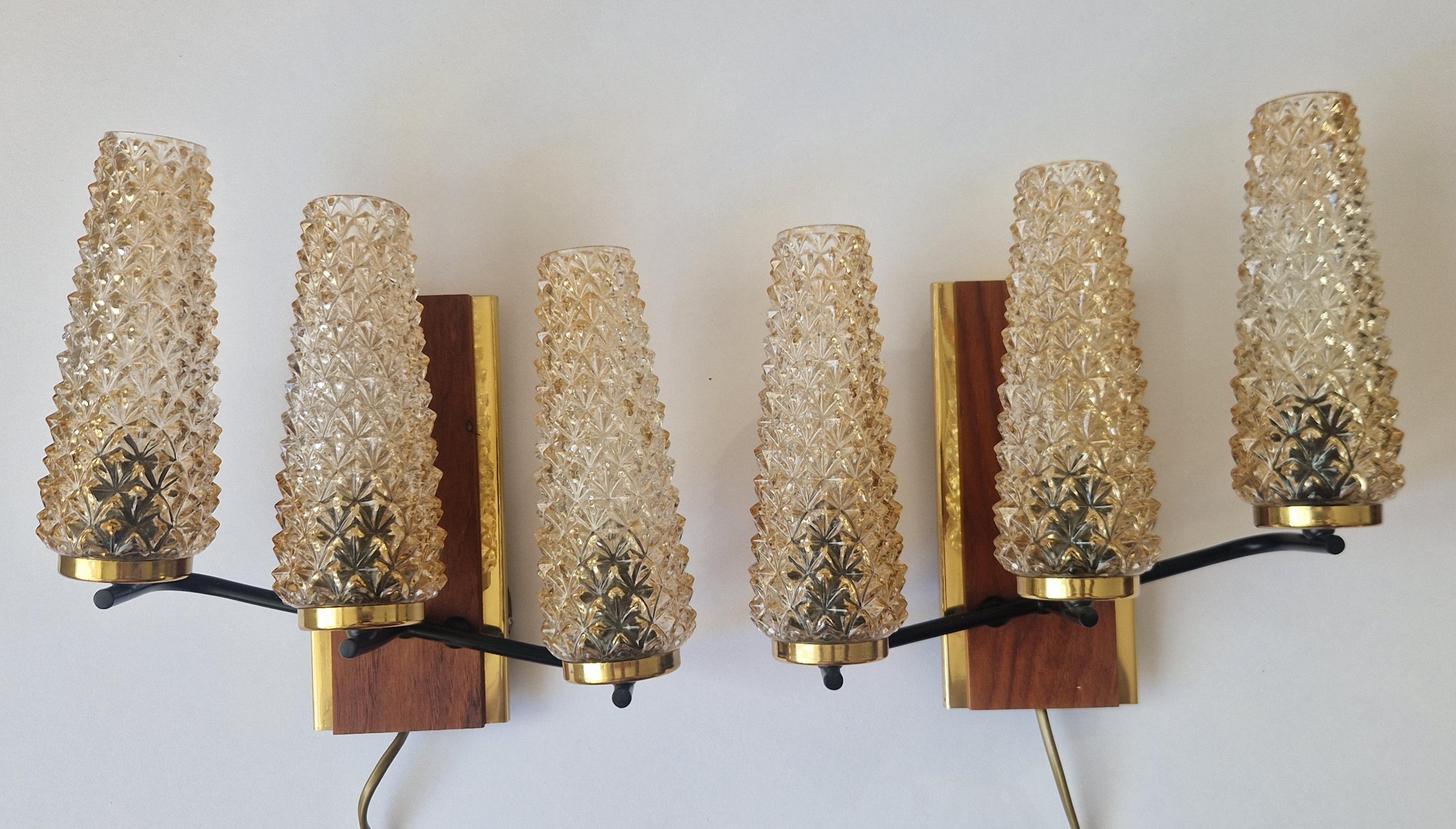 Mid-Century Modern Pair of Midcentury Wall Lamps Sego Armatur, Sweden, 1960s For Sale
