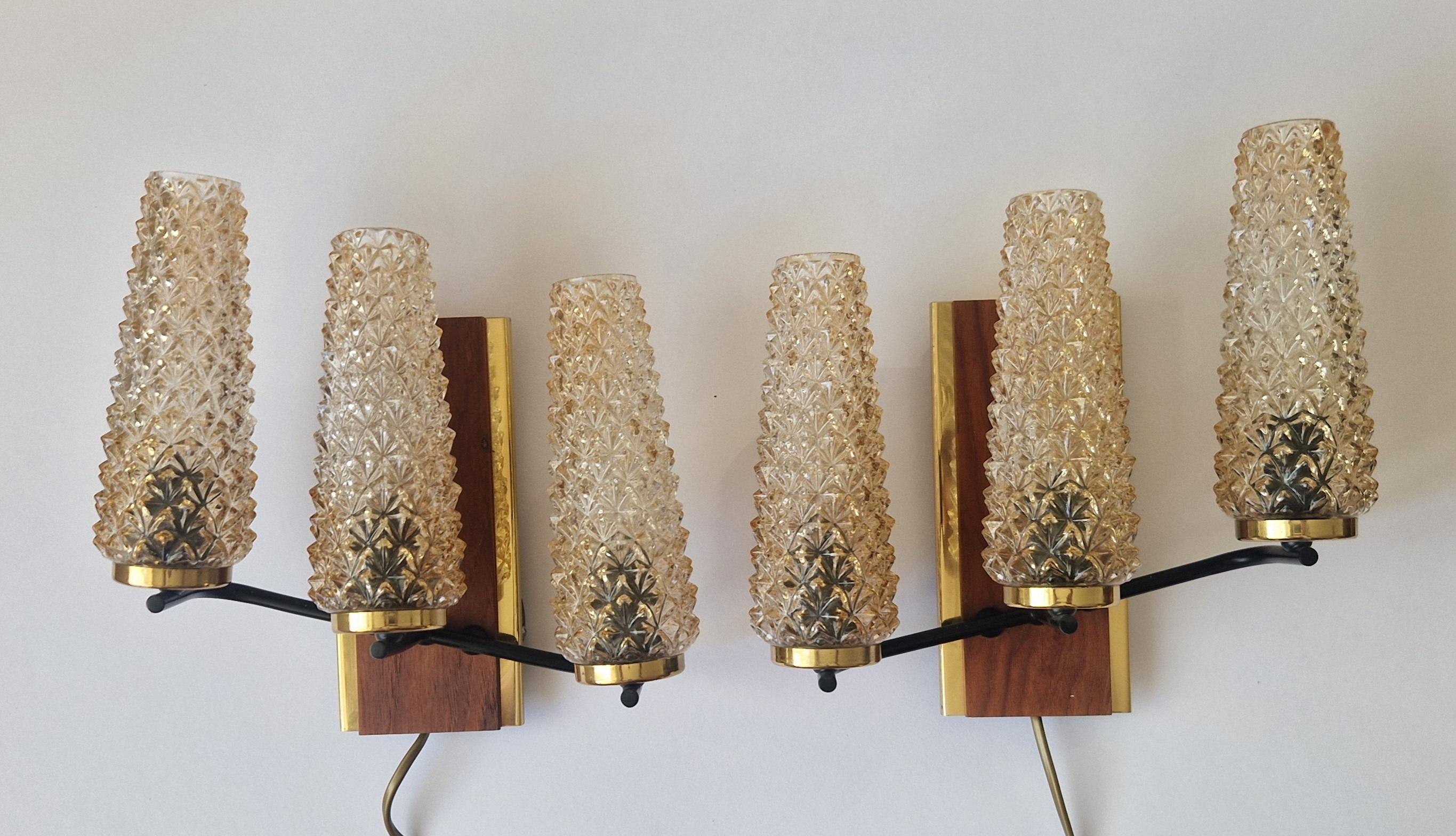 Swedish Pair of Midcentury Wall Lamps Sego Armatur, Sweden, 1960s For Sale