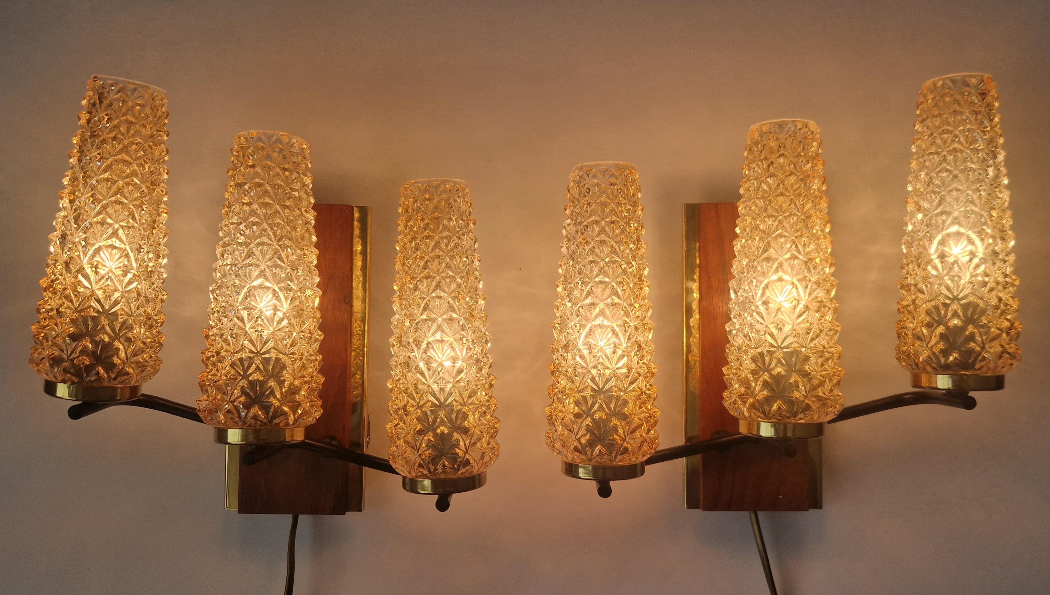 Mid-20th Century Pair of Midcentury Wall Lamps Sego Armatur, Sweden, 1960s For Sale