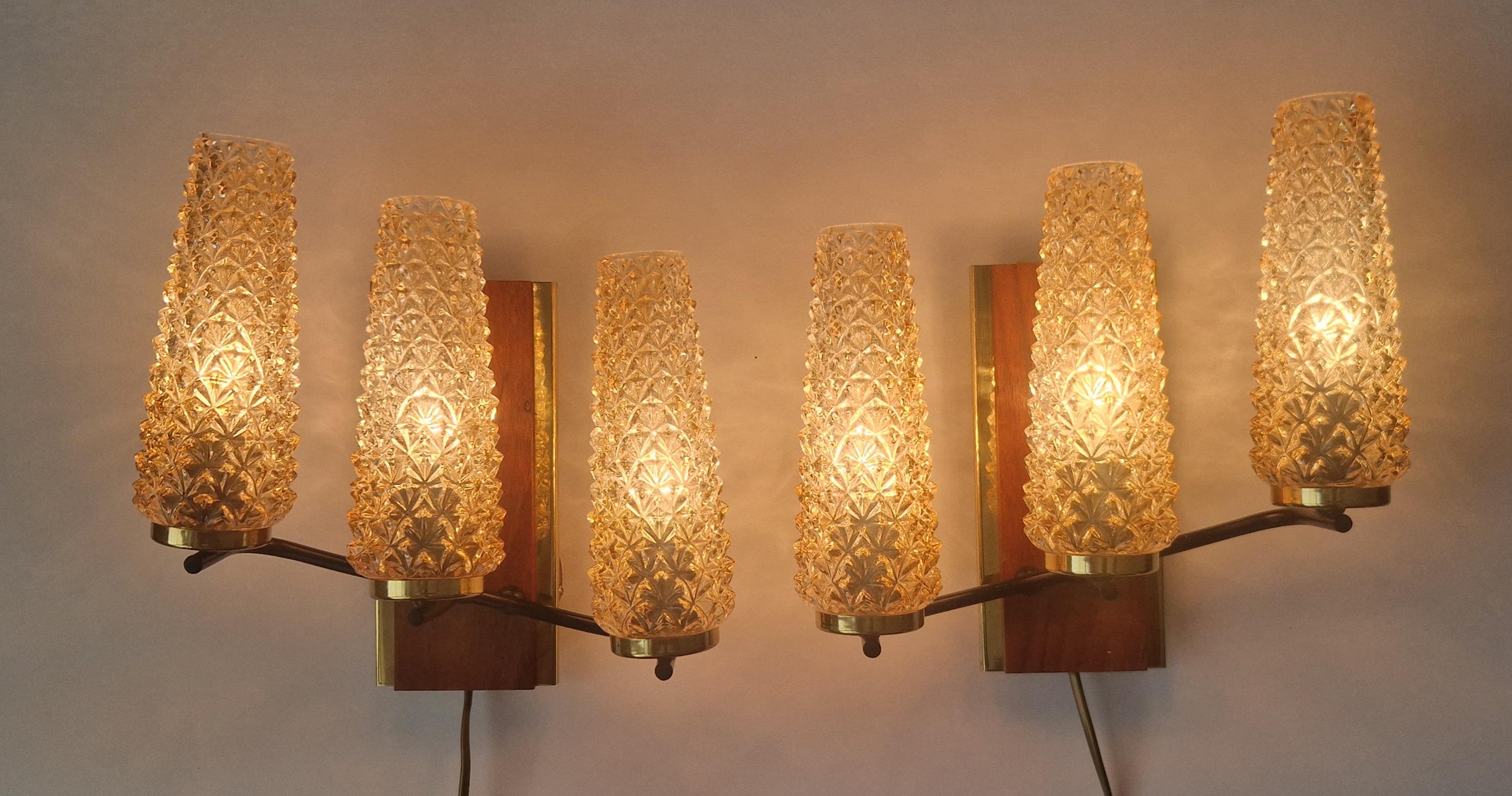 Metal Pair of Midcentury Wall Lamps Sego Armatur, Sweden, 1960s For Sale