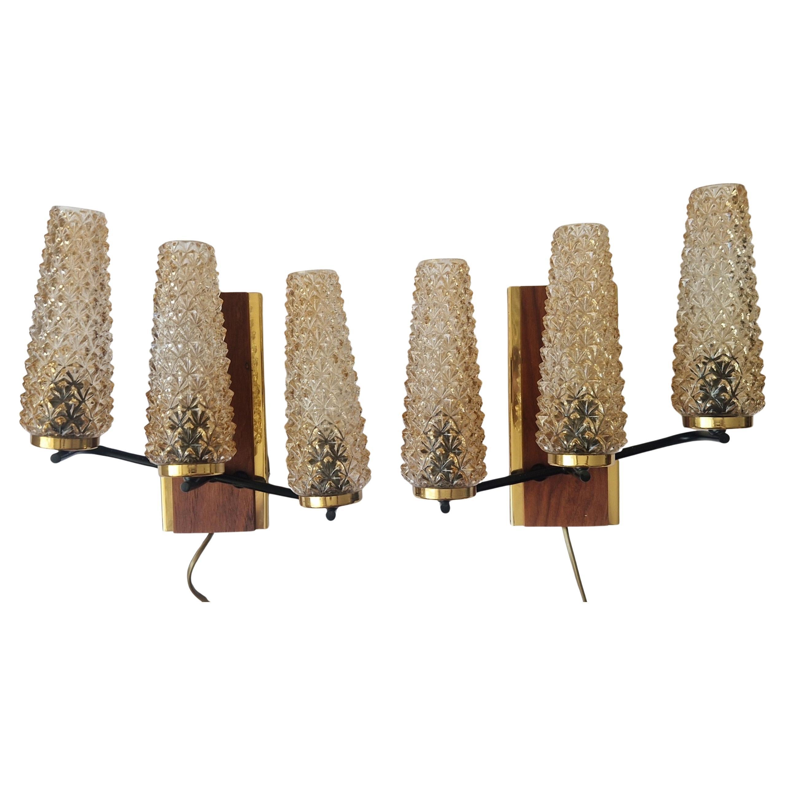 Pair of Midcentury Wall Lamps Sego Armatur, Sweden, 1960s For Sale
