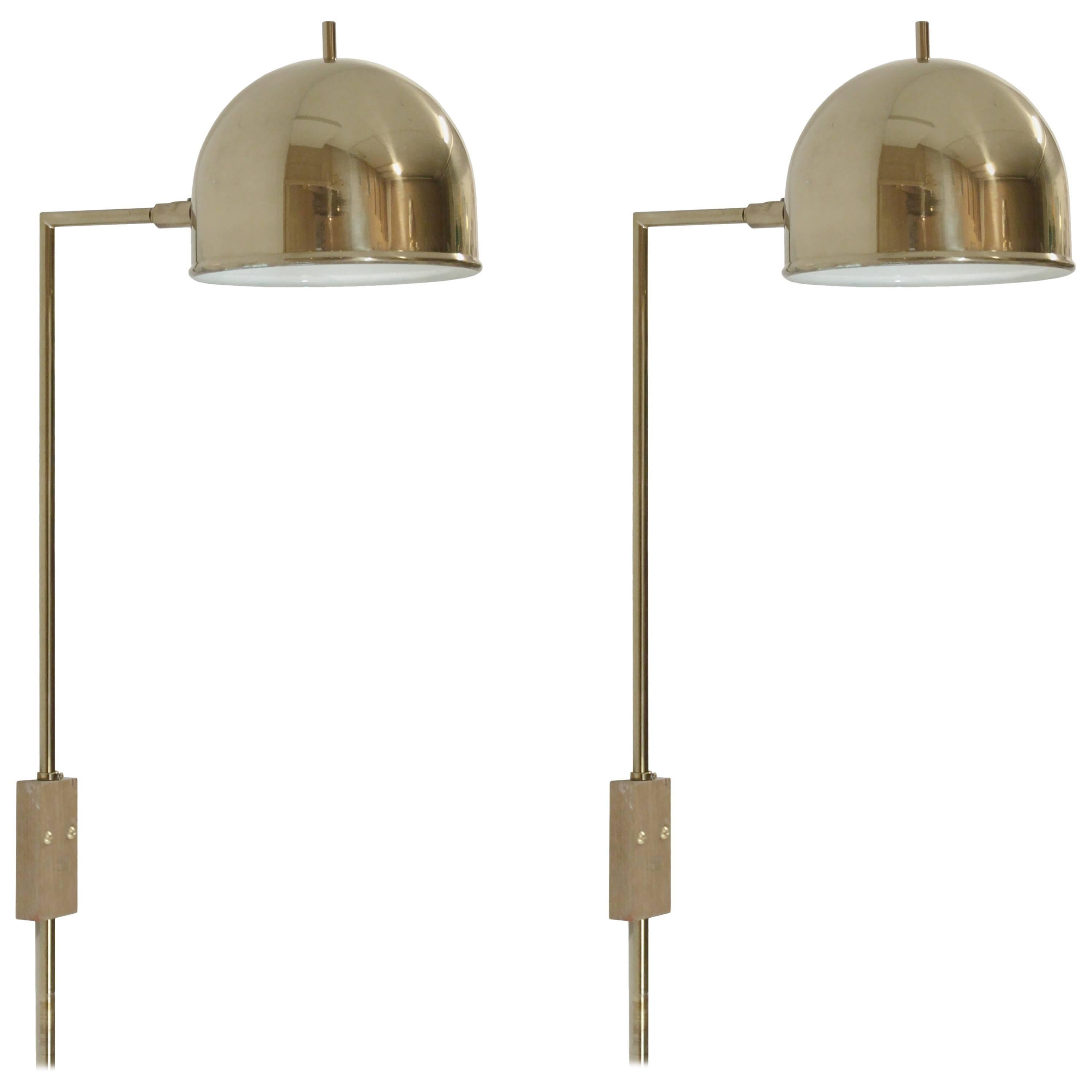 Pair of Midcentury Wall Lights in Brass by Bergboms, Sweden, 1960s