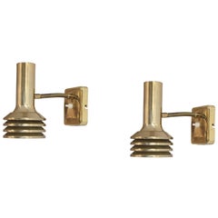 Pair of Midcentury Wall Lights in Brass by Bison, Norway, 1960s
