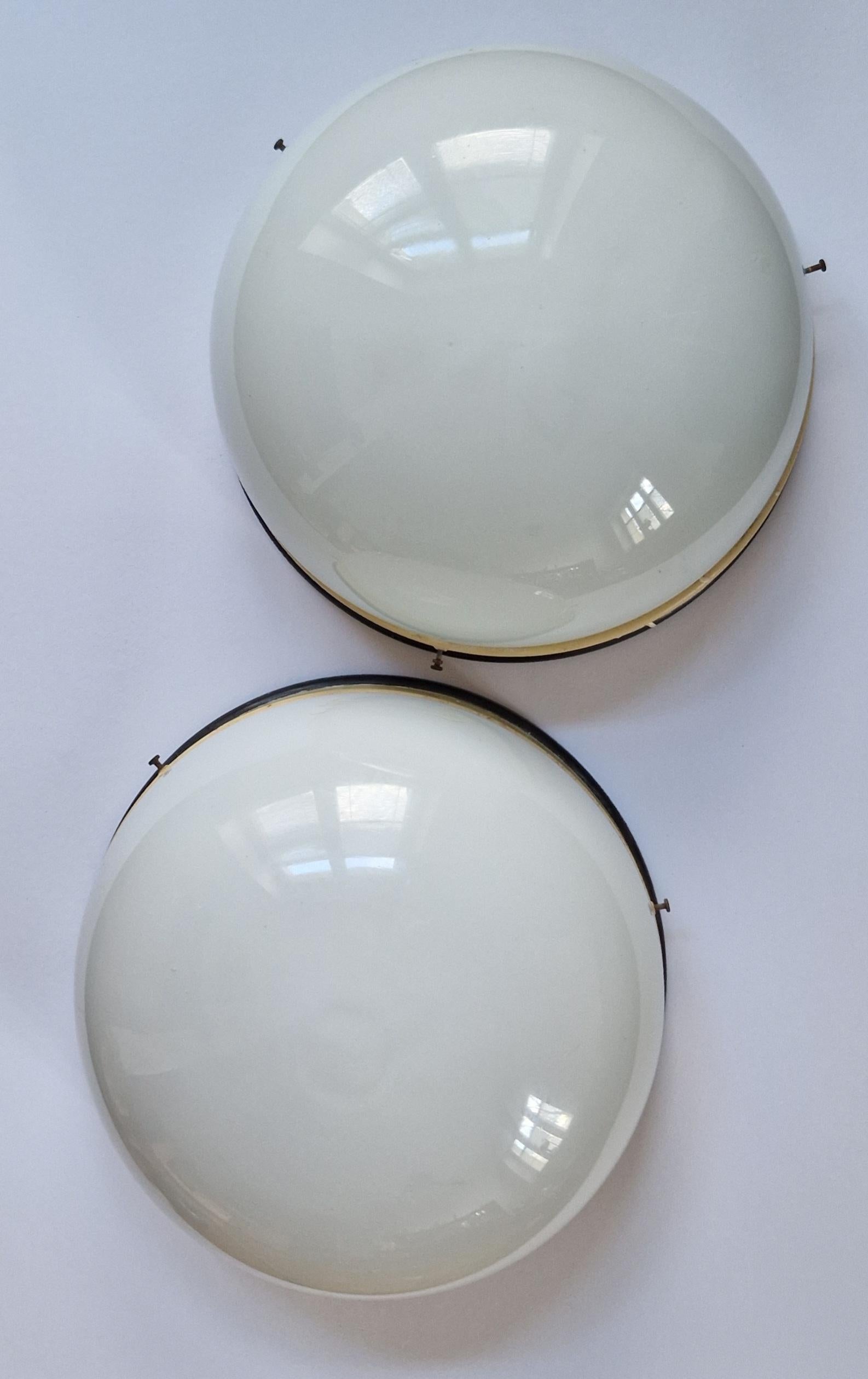 Pair of Midcentury Wall or Ceiling Lamps, Flush Mount, 1950s For Sale 9
