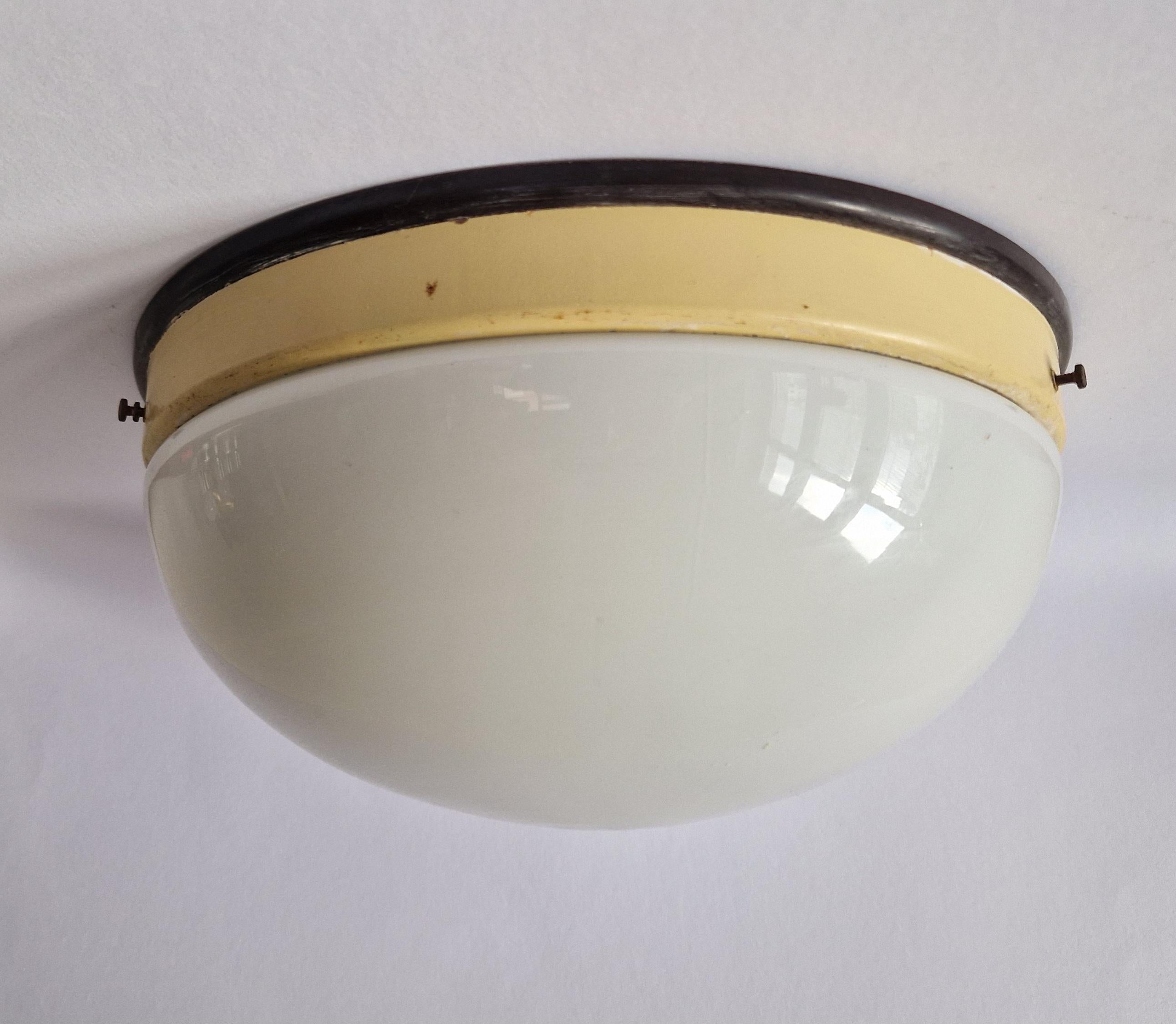 Czech Pair of Midcentury Wall or Ceiling Lamps, Flush Mount, 1950s For Sale