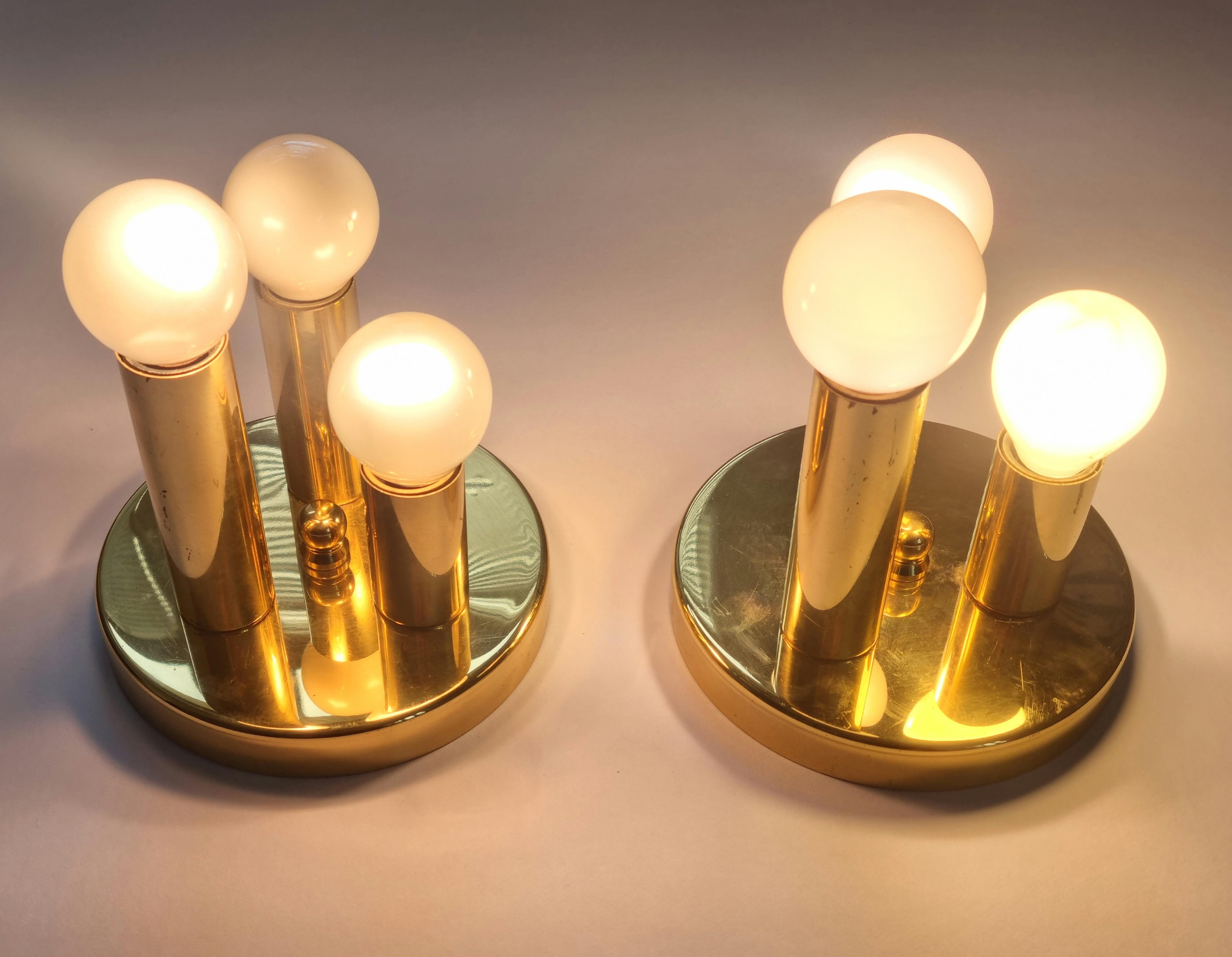 Mid-Century Modern Pair of Midcentury Wall or Ceiling Lamps, Flush Mount, Sölken Leuchten, 1970s For Sale