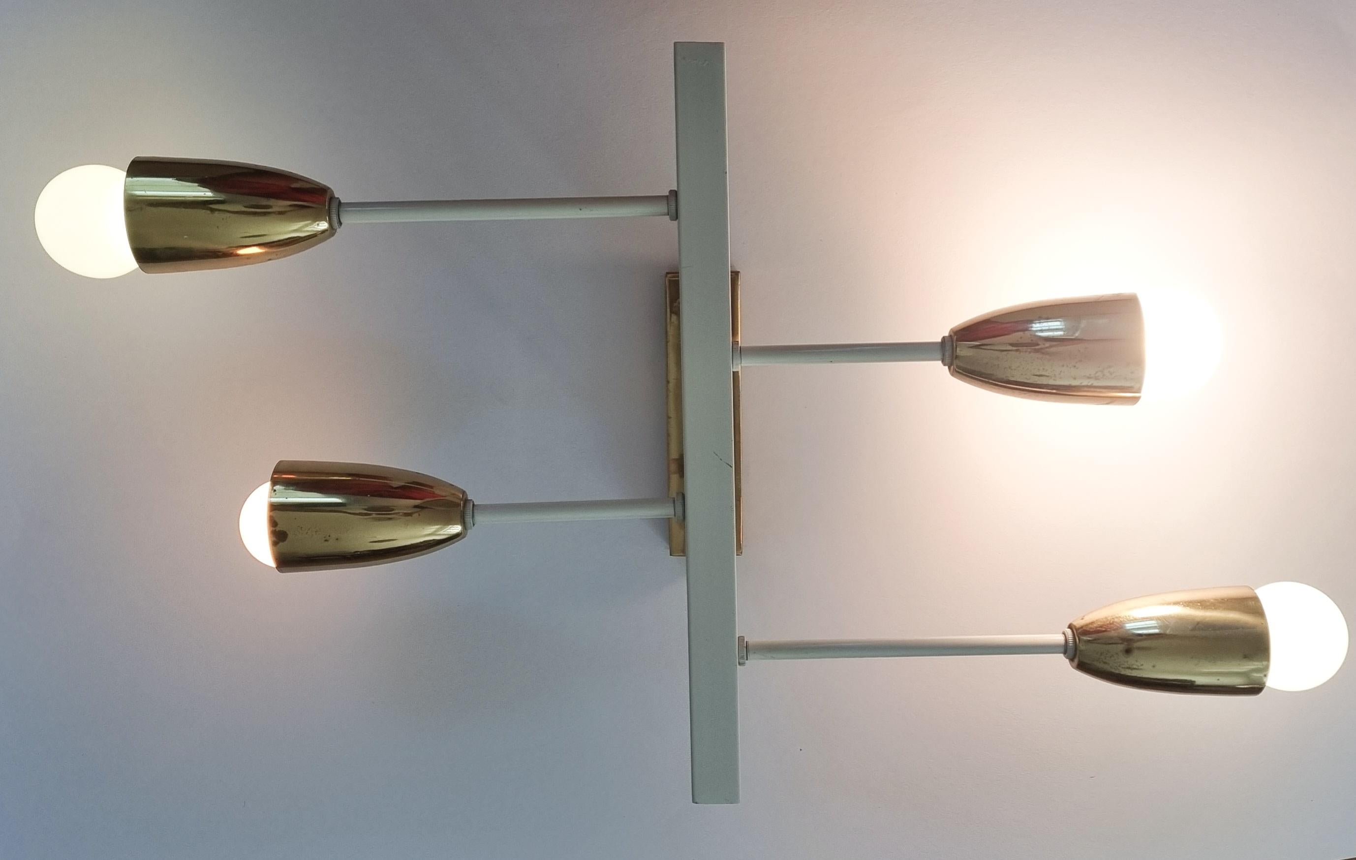 Pair of Midcentury Wall or Ceiling Lamps, Flush Mounts, Stilnovo Style, 1960s For Sale 5