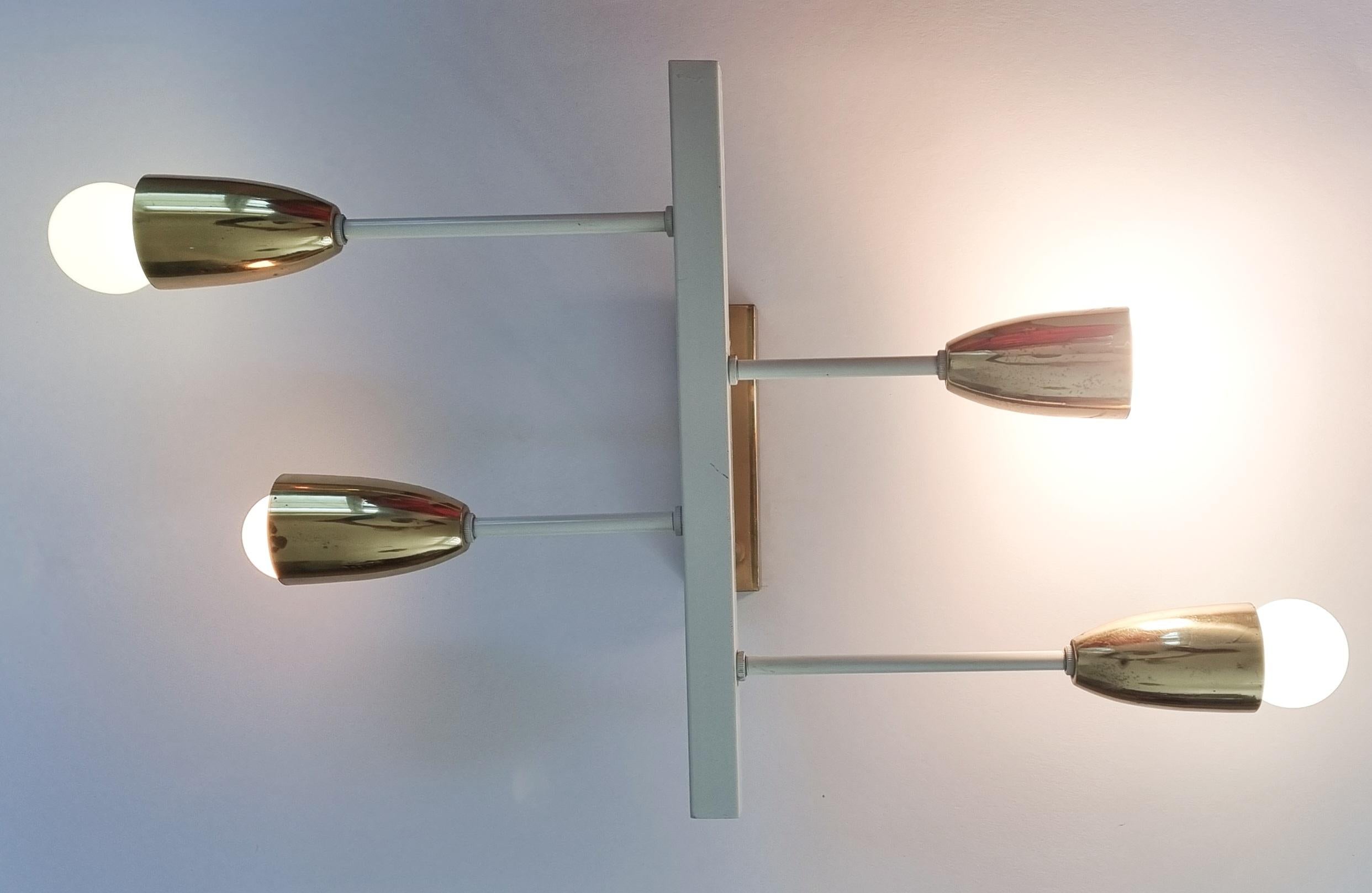 Pair of Midcentury Wall or Ceiling Lamps, Flush Mounts, Stilnovo Style, 1960s For Sale 6