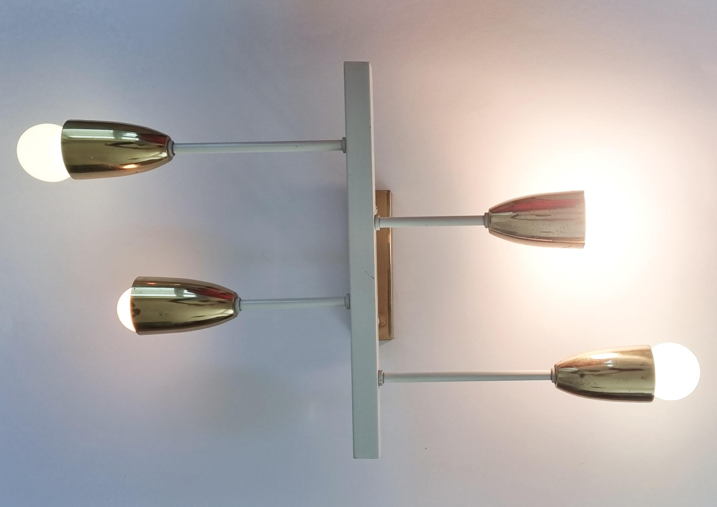Pair of Midcentury Wall or Ceiling Lamps, Flush Mounts, Stilnovo Style, 1960s For Sale 7