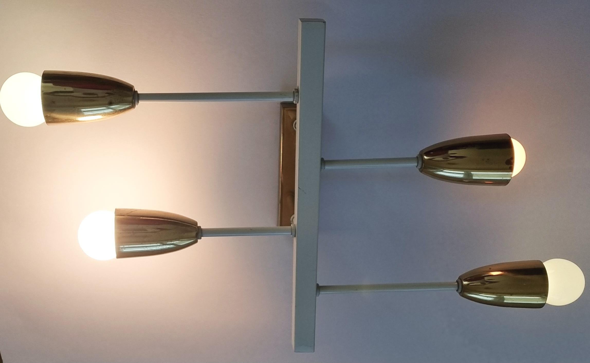 Pair of Midcentury Wall or Ceiling Lamps, Flush Mounts, Stilnovo Style, 1960s For Sale 9