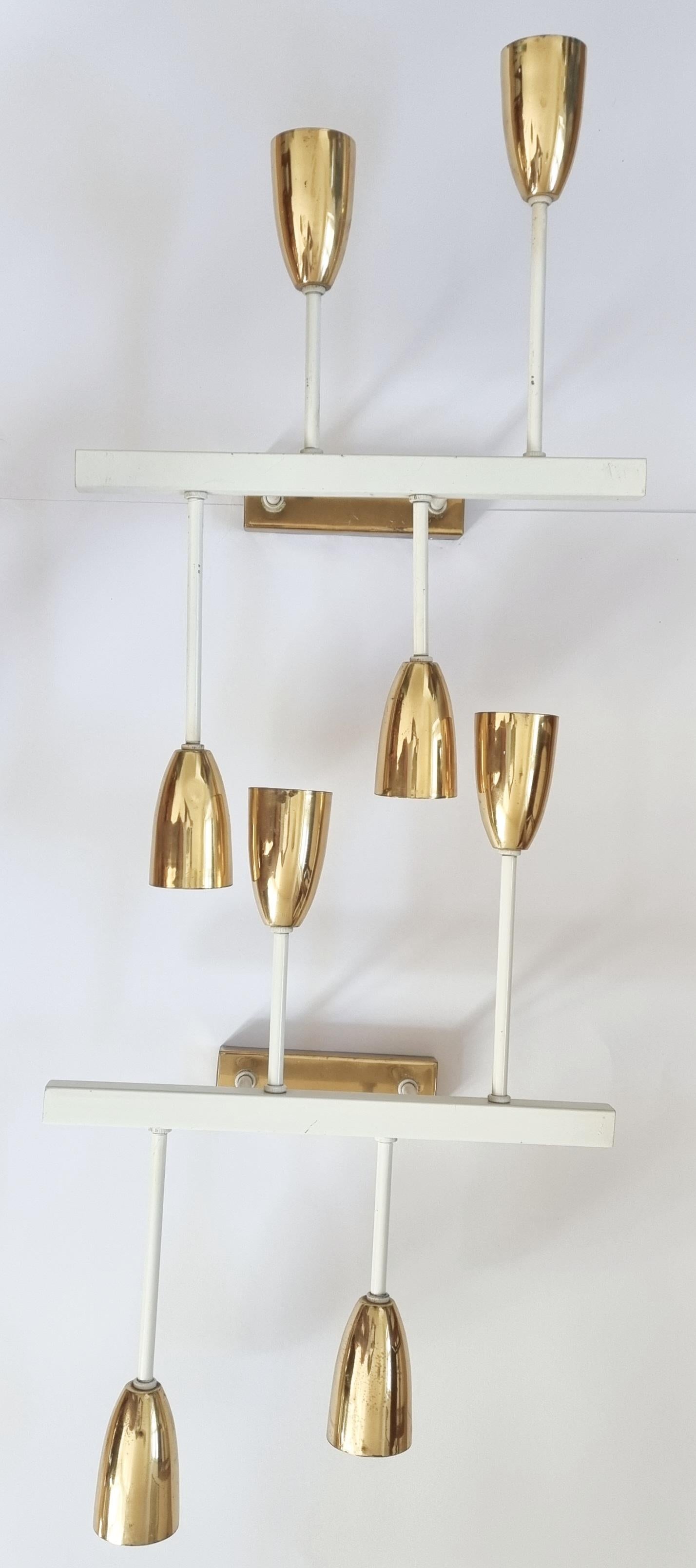 Pair of Midcentury Wall or Ceiling Lamps, Flush Mounts, Stilnovo Style, 1960s For Sale 11