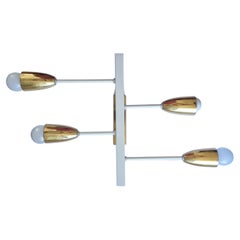 Pair of Midcentury Wall or Ceiling Lamps, Flush Mounts, Stilnovo Style, 1960s