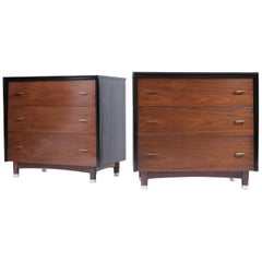 1960s Mahogany Dressers Pair - Mid-Century Modern with Chrome Accents