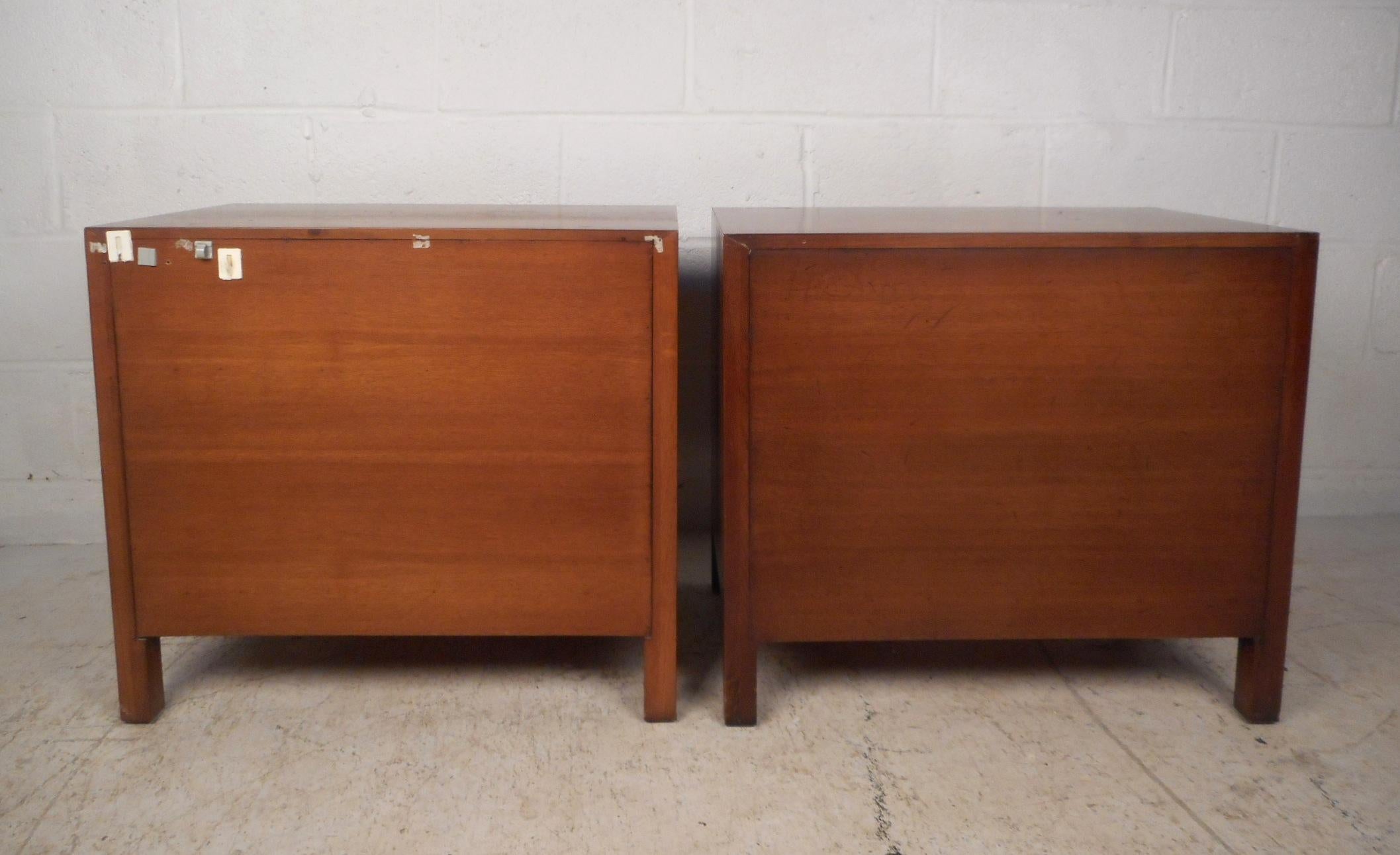 American Pair of Midcentury Walnut Nightstands by Mount Airy Furniture