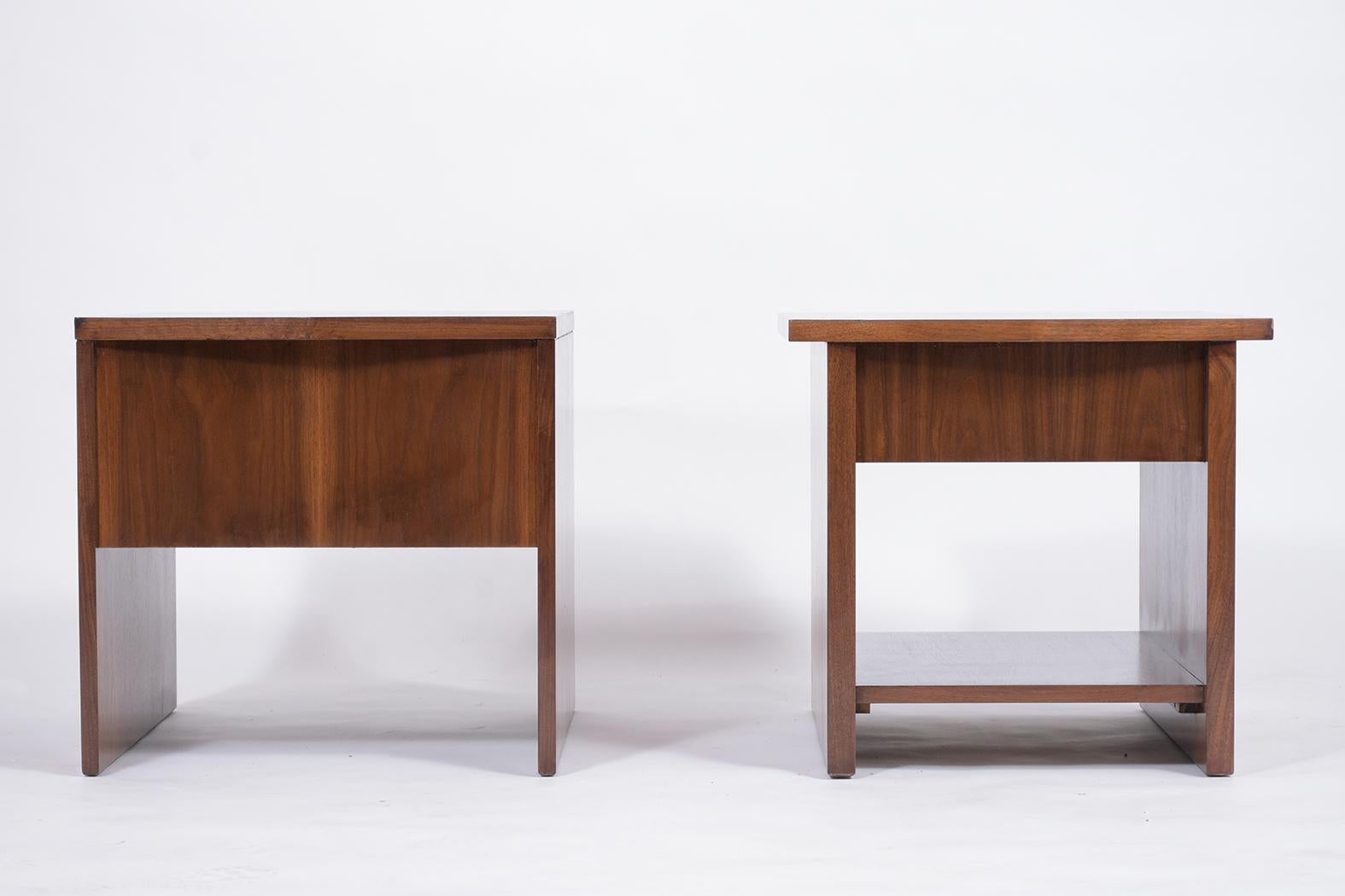 Pair of 1960's Mid-Century Walnut Nightstands 2