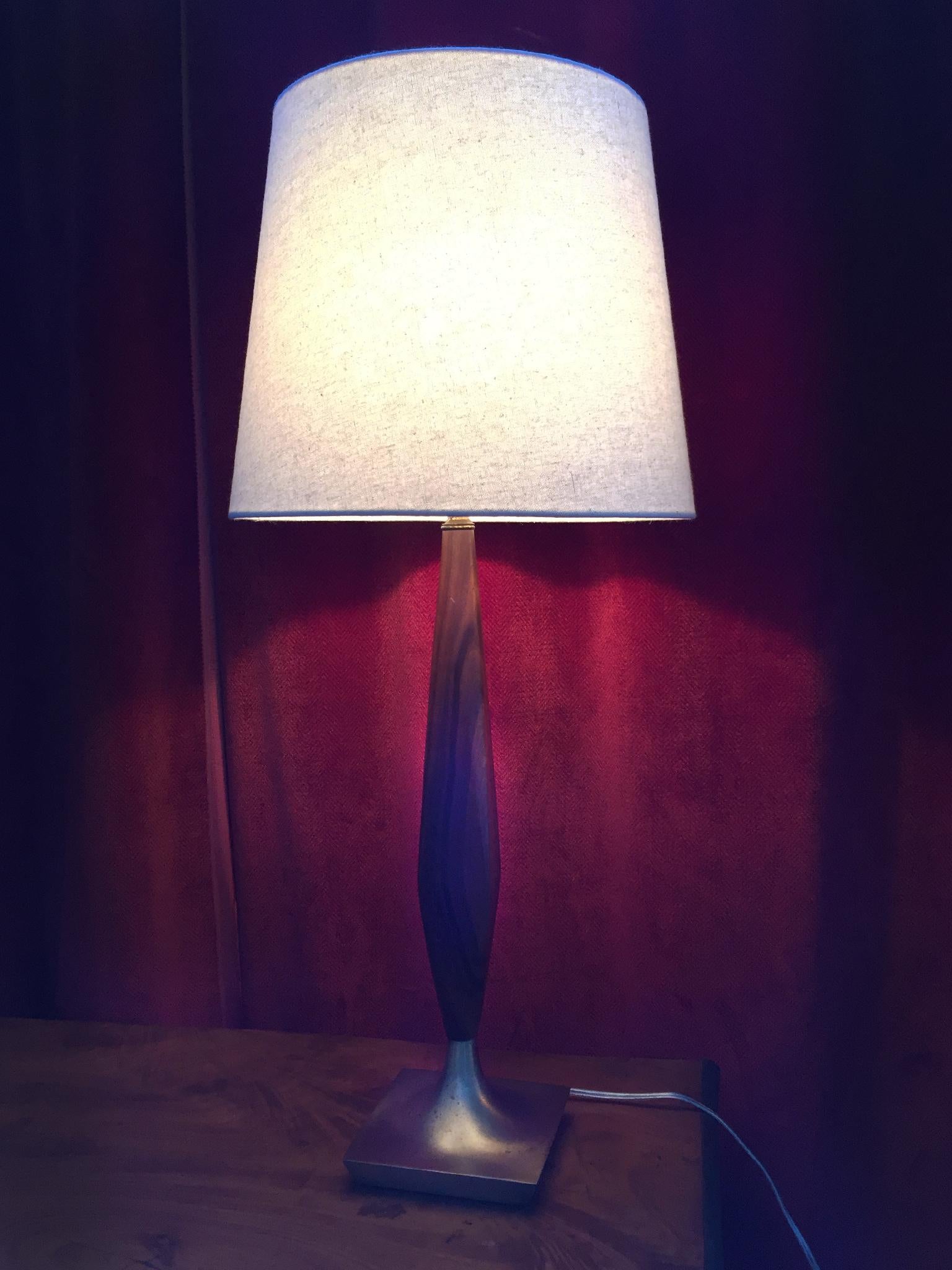 Pair of Midcentury Walnut Table Lamps in the Style of Laurel Lamp Company 3