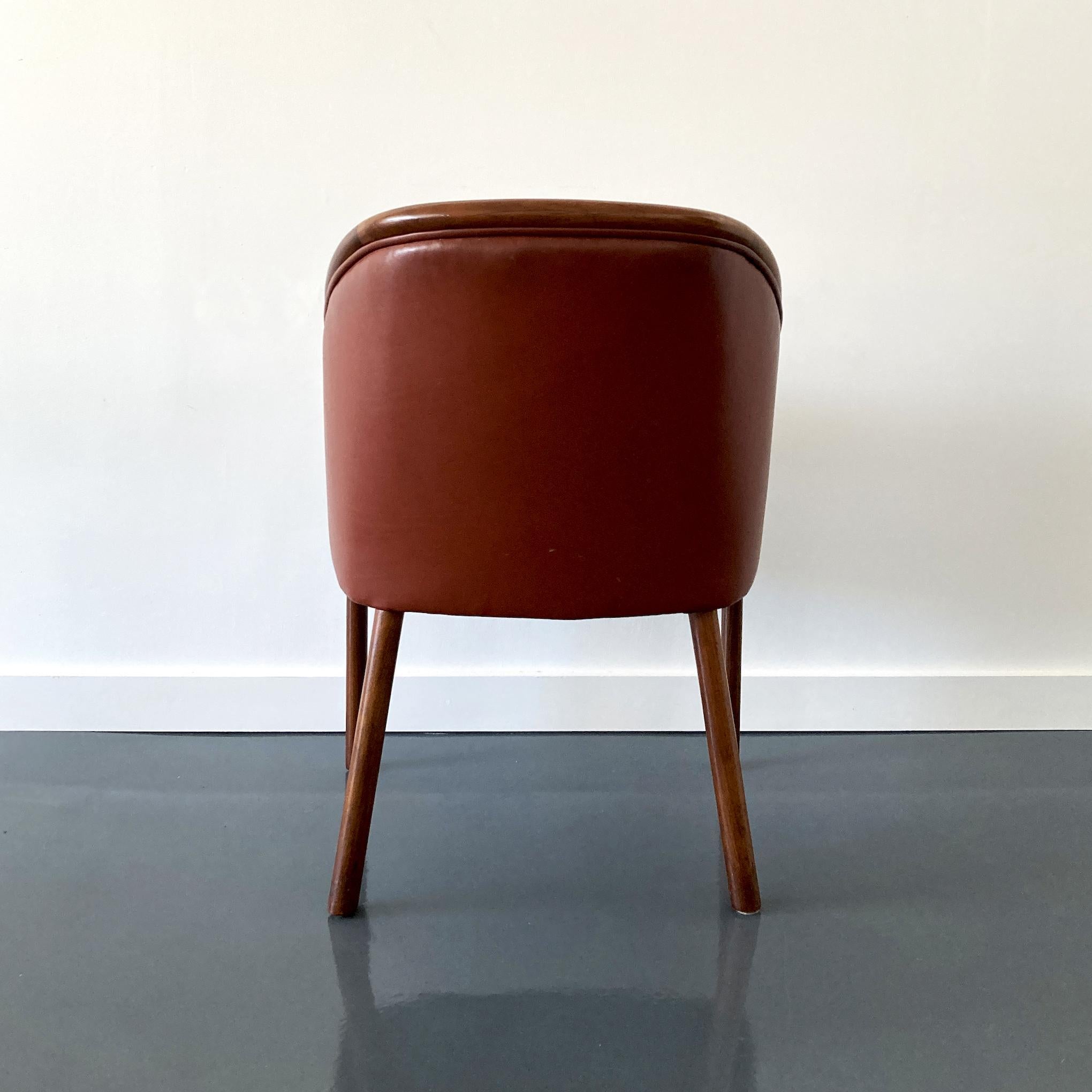 Ward Bennett Brickel Associates Ash & Burgundy Leather Chairs, 1960s, Pair  For Sale 1