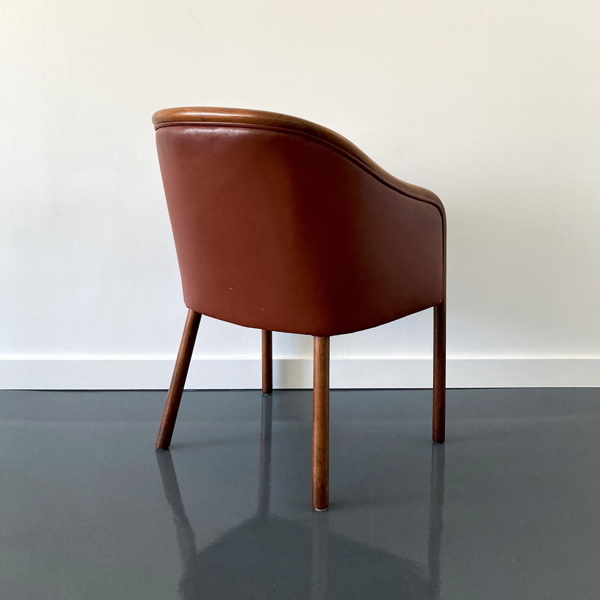 Ward Bennett Brickel Associates Ash & Burgundy Leather Chairs, 1960s, Pair  For Sale 2
