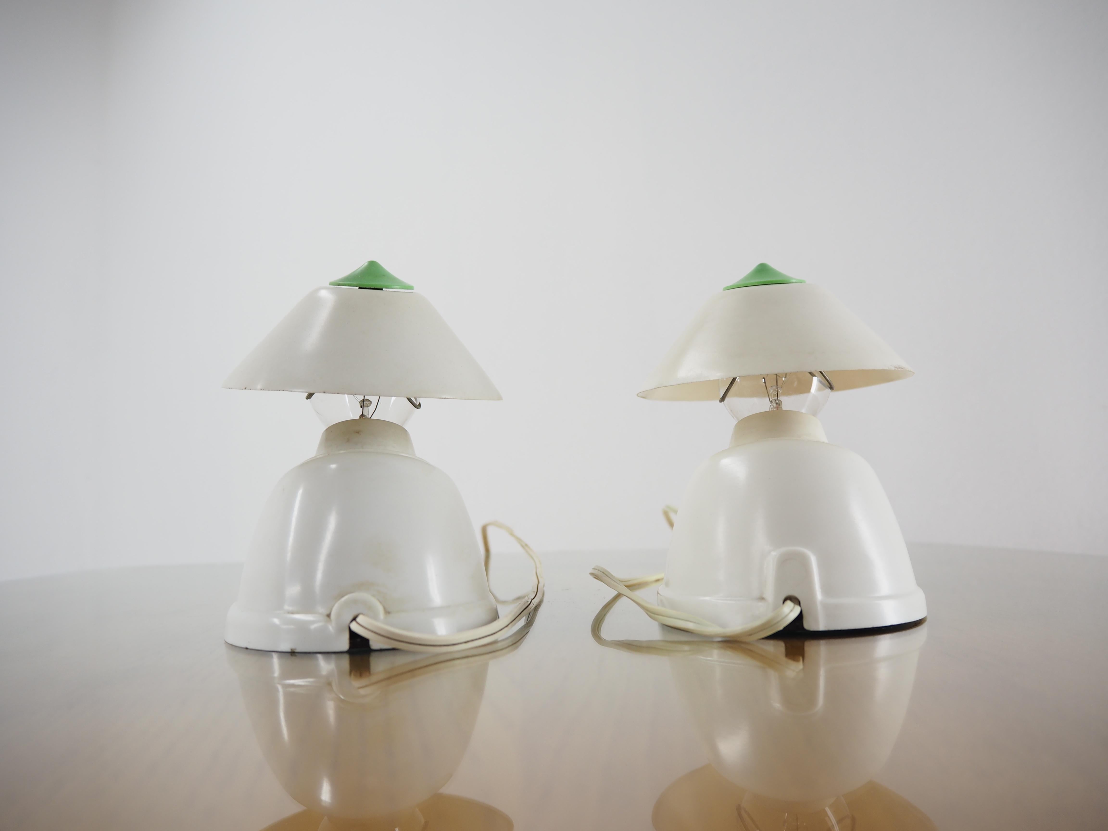 Mid-Century Modern Pair of Midcentury White Bakelite Table or Wall Lamp, 1960s