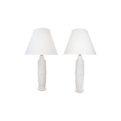 Pair of Midcentury White Ceramic Table Lamps