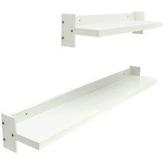 Pair of Midcentury White Lacquered Wood Shelves, 1970s