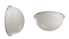 Pair of Midcentury White Plexiglass Half Round Italian Ceiling Lights, 1970