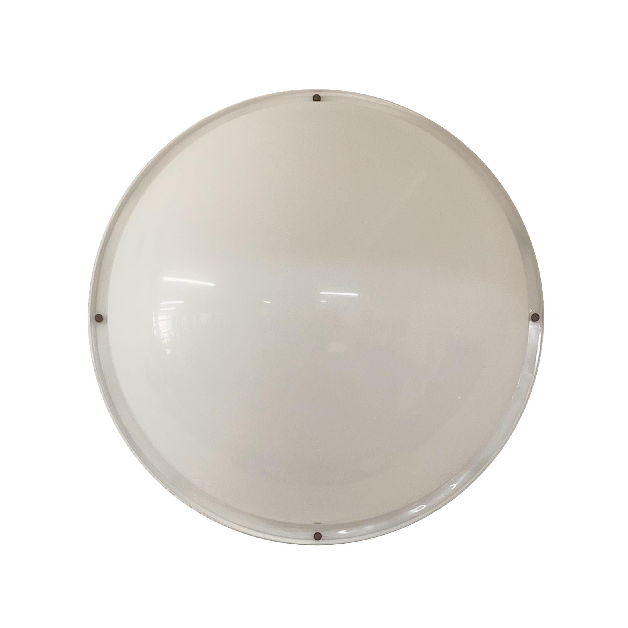 20th Century Pair of Midcentury White Plexiglass Half Round Italian Ceiling Lights, 1970