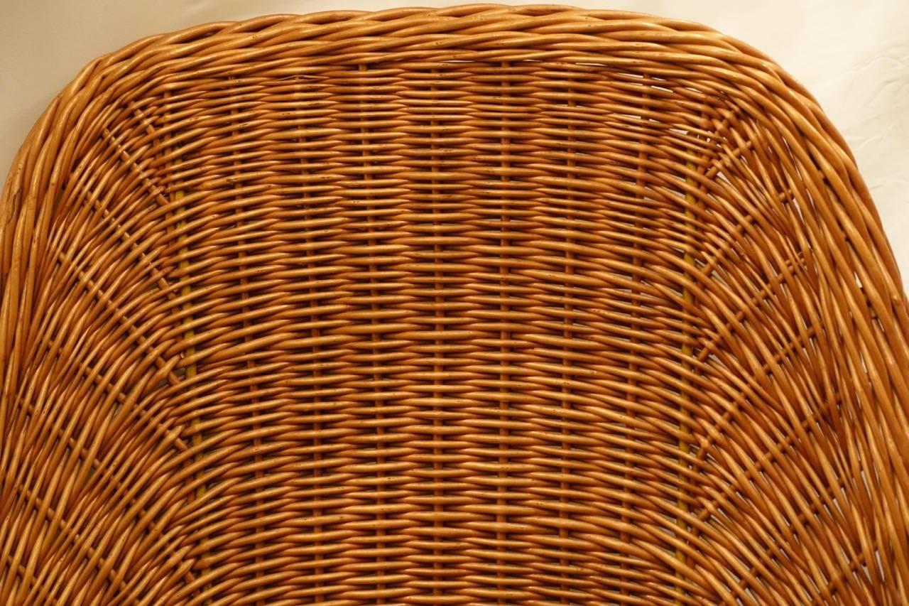 French Pair of Midcentury Wicker Chairs