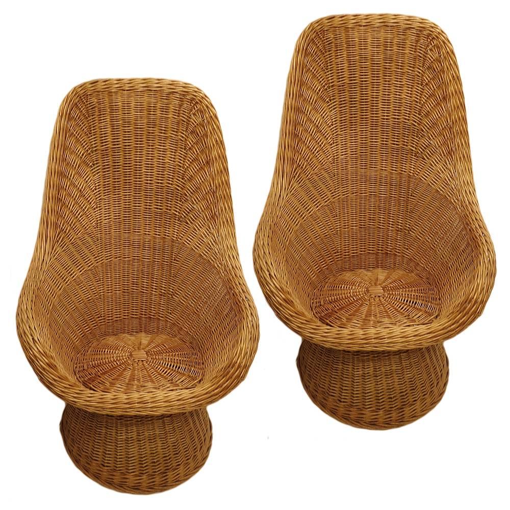 Pair of Midcentury Wicker Chairs