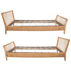 Antique Pair of Midcentury Wicker Daybeds