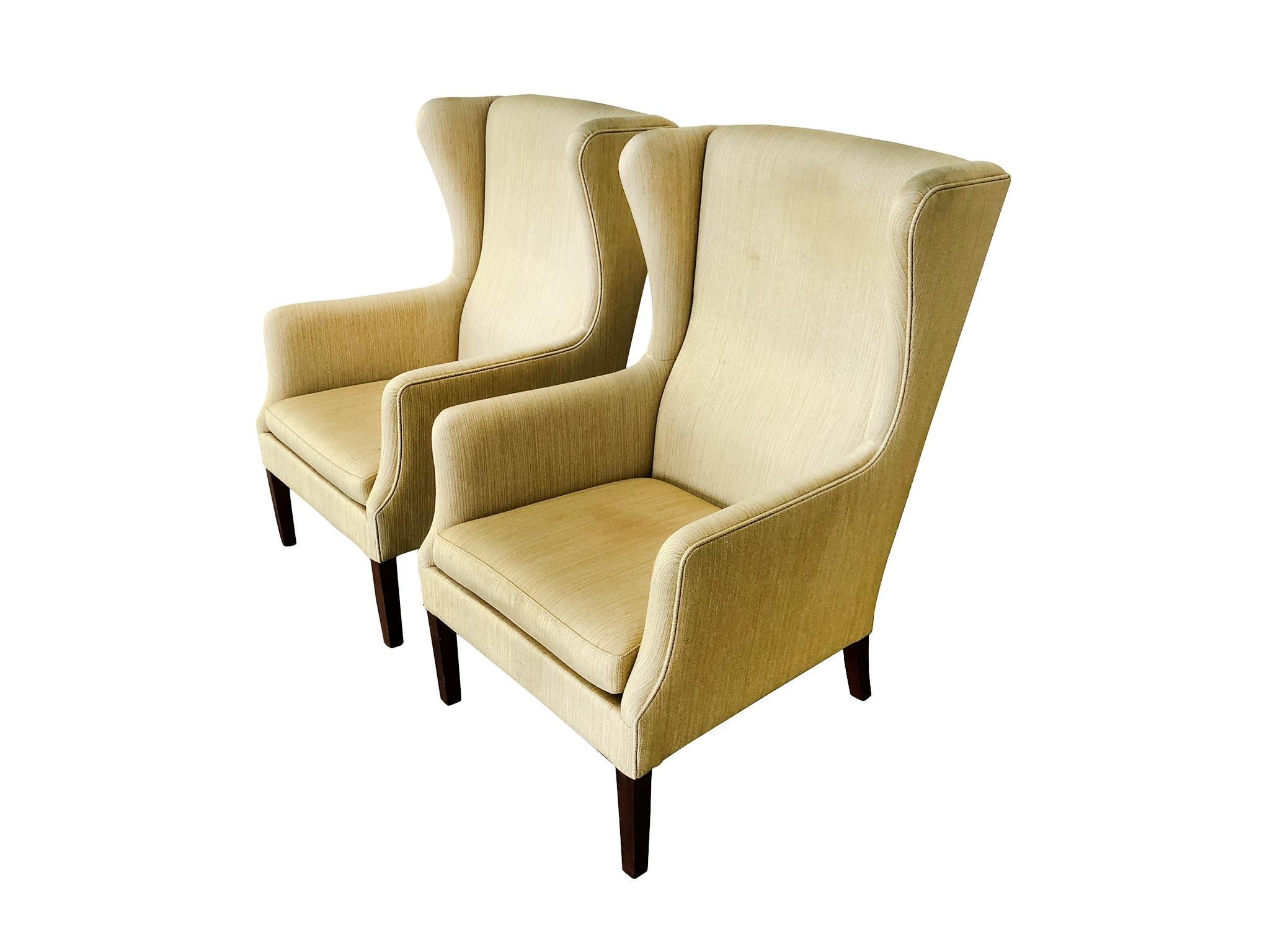 Danish Pair of Midcentury Wingback Armchairs Attributed to Peter Hvidt