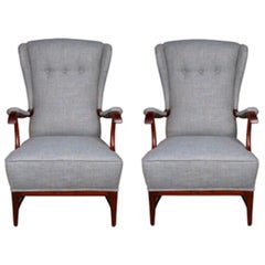 Pair of Midcentury Wingback Armchairs by Paolo Buffa