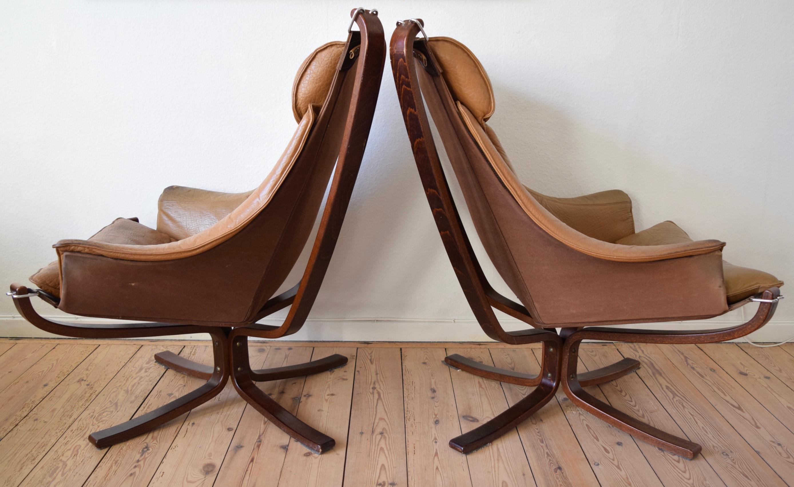 Danish Pair of Midcentury Winged Falcon Chairs, Sigurd Ressel, 1970s For Sale
