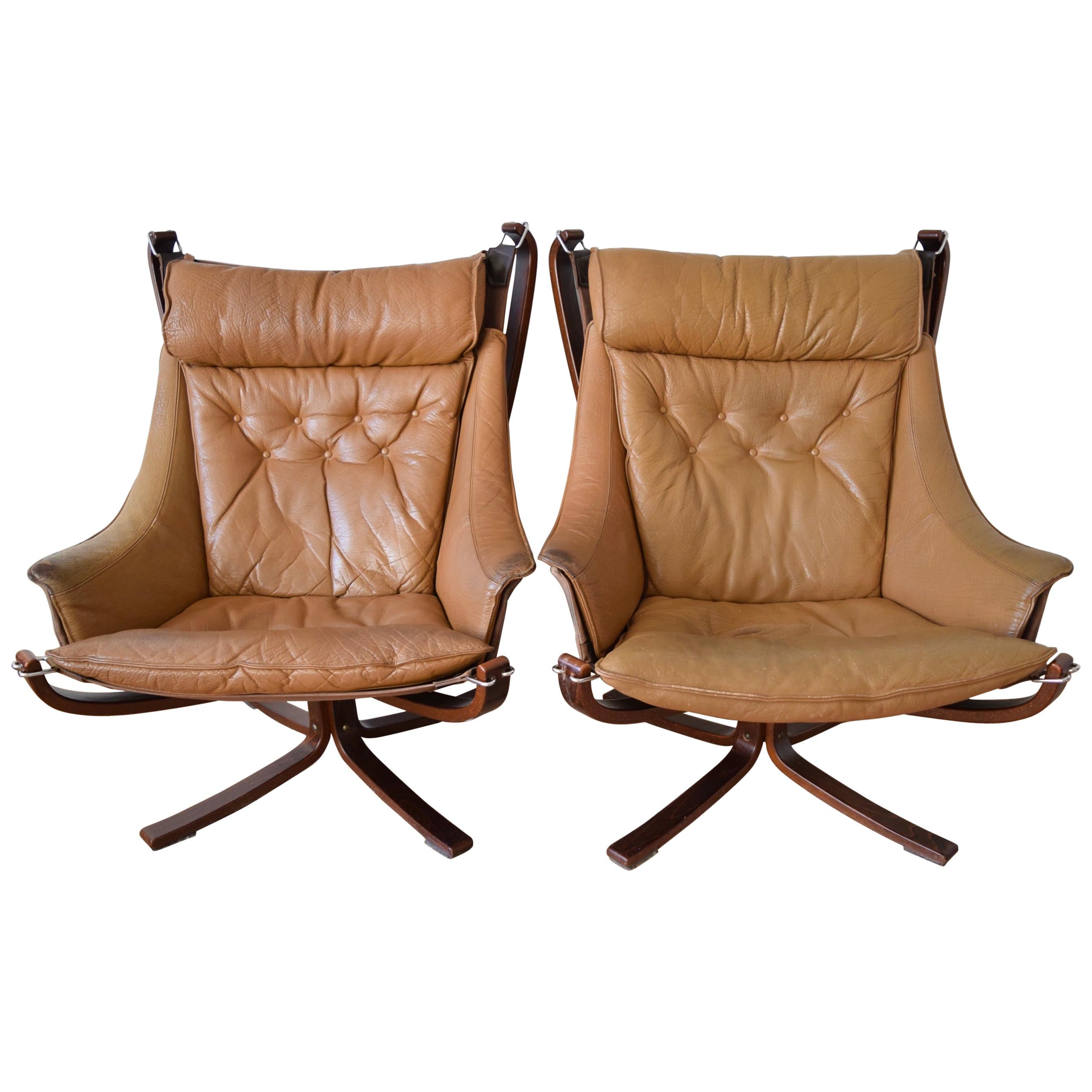 Pair of Midcentury Winged Falcon Chairs, Sigurd Ressel, 1970s For Sale