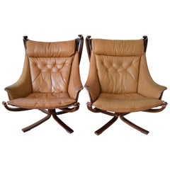 Pair of Midcentury Winged Falcon Chairs, Sigurd Ressel, 1970s