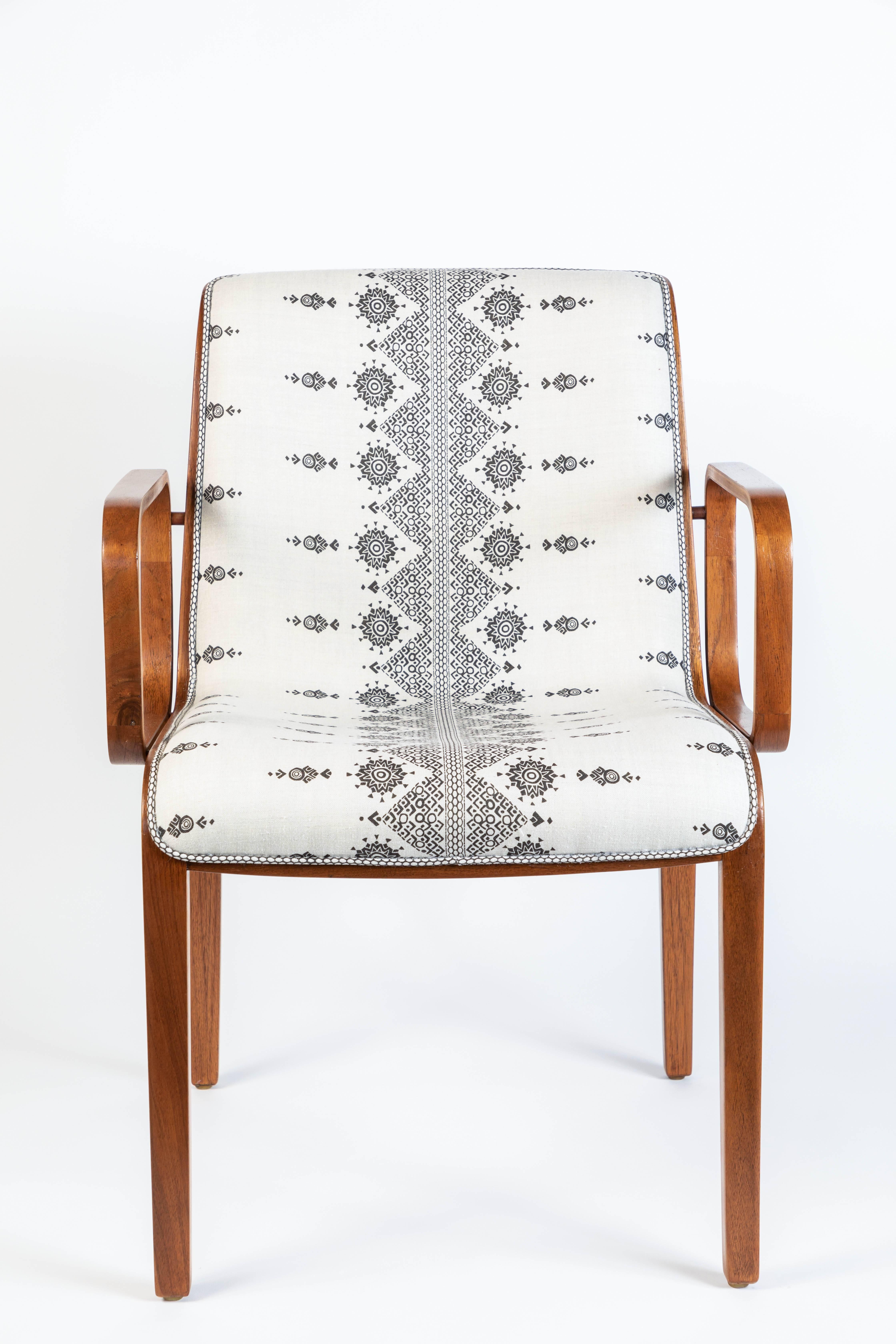 This midcentury bentwood armchair has been newly upholstered in Peter Dunham 