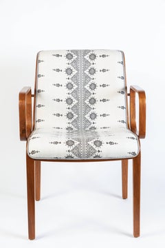 Midcentury Bentwood Armchair Newly Upholstered in Peter Dunham Linen